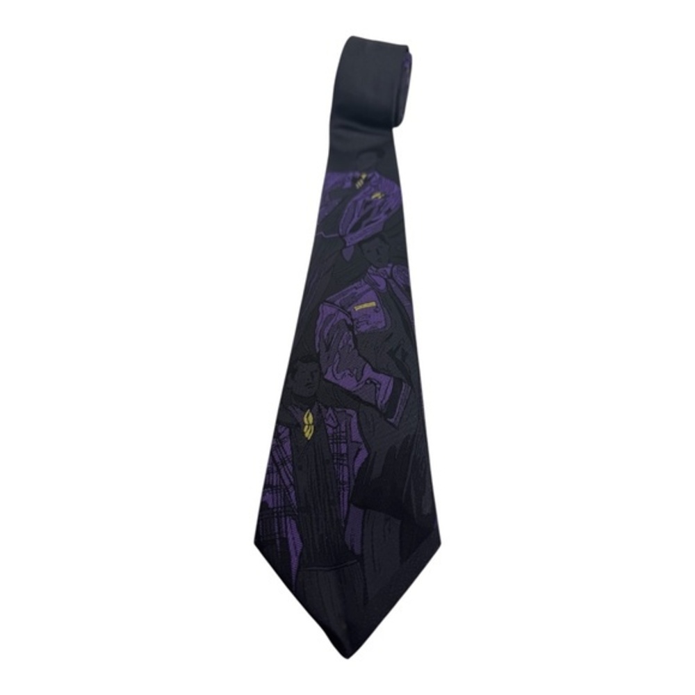 Vintage Nino Foriero Tie Polyester Purple All Over Print Novelty Tie 56” x 2.87”